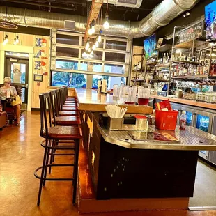 a view of the inside of a restaurant