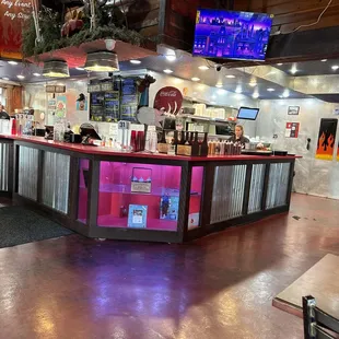 the inside of a restaurant