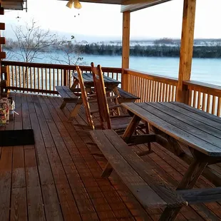 Watch the sunrise from the rocking chairs