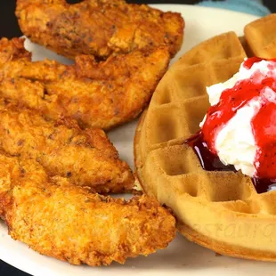 Chicken &amp; Waffle w/ strawberry