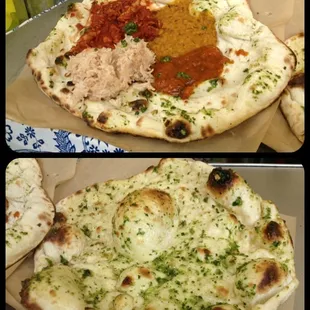 Tandoozy&apos;s booth at the market: naan w/chutney, lentils, chicken curry, rice &amp; a garlic naan!