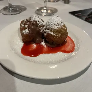Donut with Nutella and raspberry