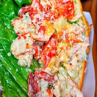 a lobster salad on a bun