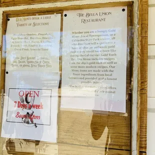 Sign outside explaining the food