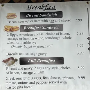 breakfast menu