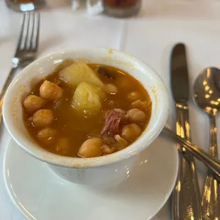 Spanish Bean Soup- was delicious. It had ham, potatoes, The broth was delicious.