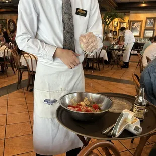 1905 Salad prep at the table