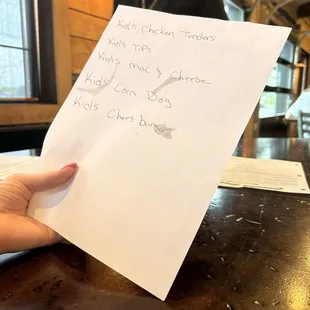 "The kids menu"