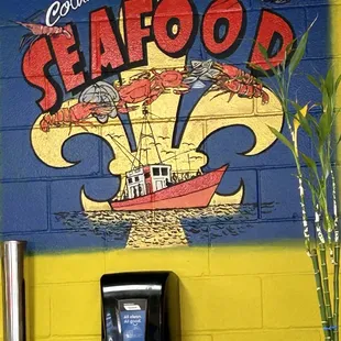 a sign on the wall of a restaurant