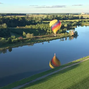 Flying over a small body of water during a summer flight in Marysville.