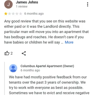 Other bad reviews and proof stating he is paying people to put good reviews on his site that havent even lived there before