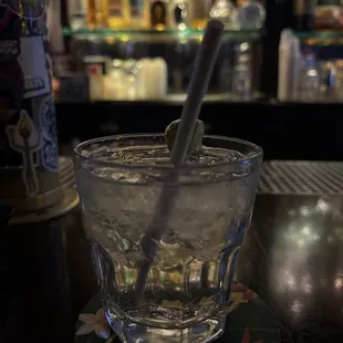 a drink in a glass with a straw