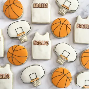 a close up of basketball cookies