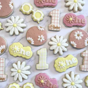 a variety of decorated cookies