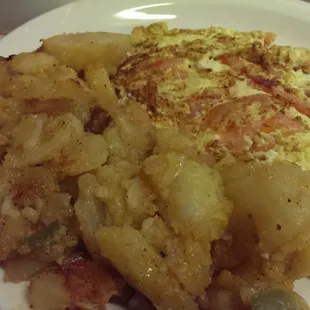 Greek omelet and hash browns