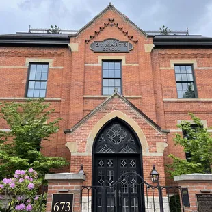 the front of a brick building