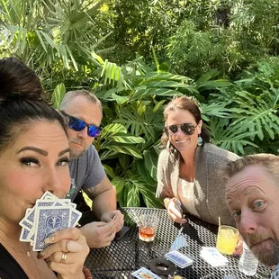 Drinks and cards on the patio!