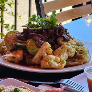 two plates of food on a table