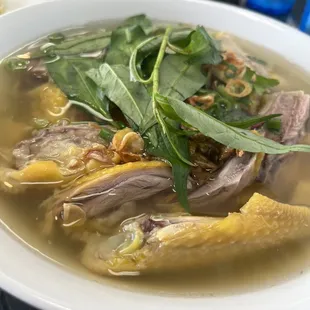 Clear glass chicken soup