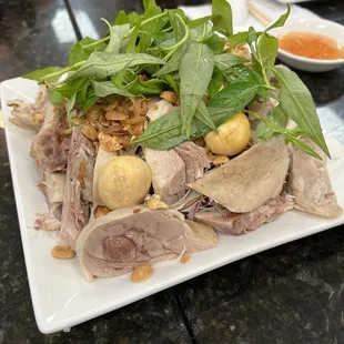 Duck cabbage and banana flower salad.