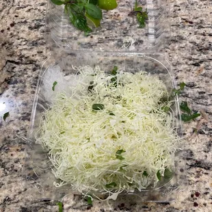 Came with noodles and two pieces of chicken.