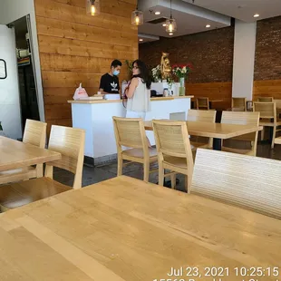 two people in a restaurant