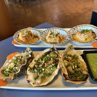 Scallops and oysters