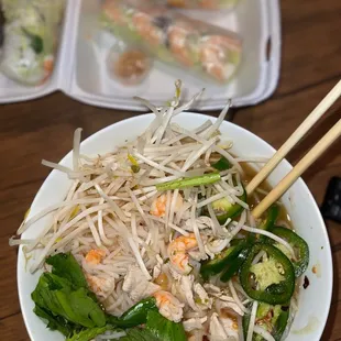 P4. Chicken Pho  A4. Shrimp Spring Rolls