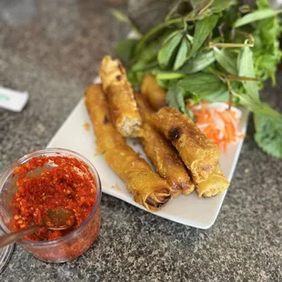 Spicy pepper and eggrolls