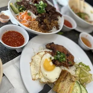 Vermicelli dish with beef and pork rice dish