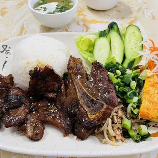 Broken rice &amp; pork chops