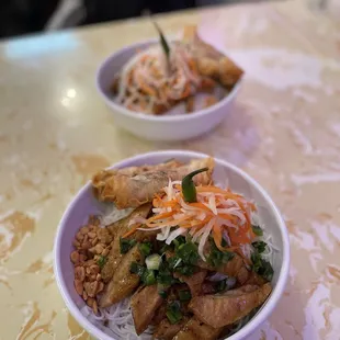 vegetarian vermicelli w/ mock pork &amp; vegetarian egg rolls
