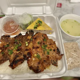 Pork chop bone in / com tam suong nuong  with Vietnamese quiche