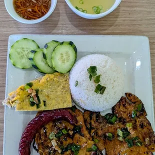 Pork Chop Broken Rice with Chinese Sausage add-on