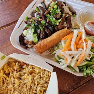 Vermicelli bowl with side of fried rice