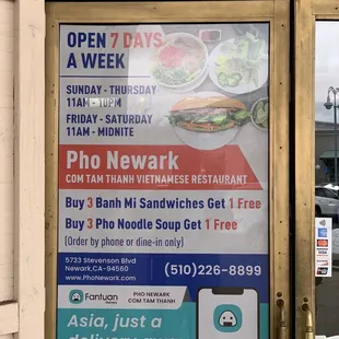 Buy three 3 Banh Mi Sandwich and get 1 Free..