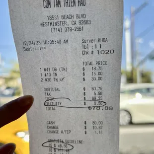 Gratuity included!! Of more or 5