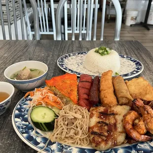 a variety of asian food