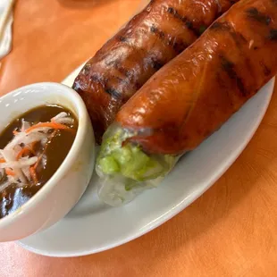 Grilled pork spring rolls