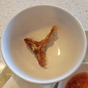 The bone was so small its fit in my little bowl.