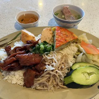 Com Tam Cha Thit Cha Gio Chao Tom