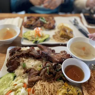 Thịt, bì, chả cua mai, tàu hủ ky $20