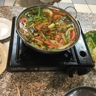 #34 Catfish hot pot $12 - good for 2 people, u can order bigger size for larger group. Eat with vermicelli and a plate of veggies