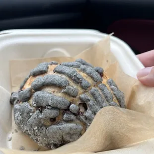 Black sesame chocolate chip concha