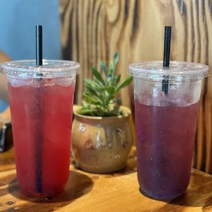 Dragonfruit and Mermaid refreshers with redbull