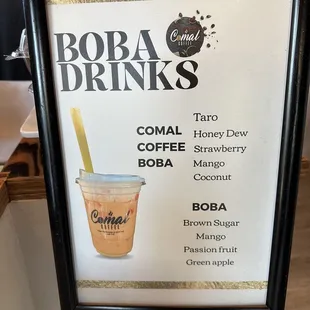 Boba drinks available