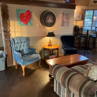 a living room and dining area