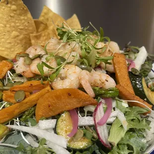 Salad with Shrimp and Vegetables.