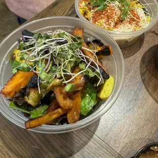 Roasted vegetables and roasted corn