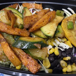 Comal Bowl with Seasonal Roasted Vegetables.